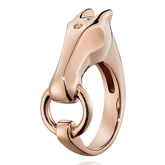 AiHshi-H214610B single diamond horse head bite ring 46#