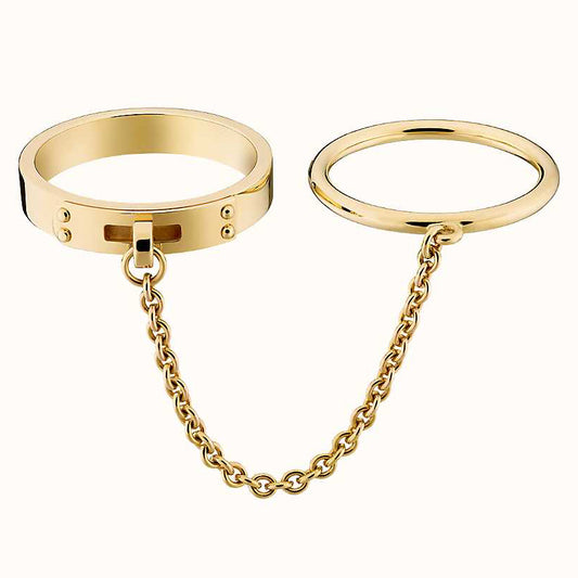 AiHshi-H218677B twisted rope chain two-finger ring 17#19#