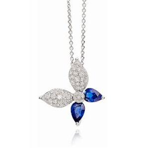 GLF faceted dense diamond &amp; pear-shaped colorful treasure butterfly pendant