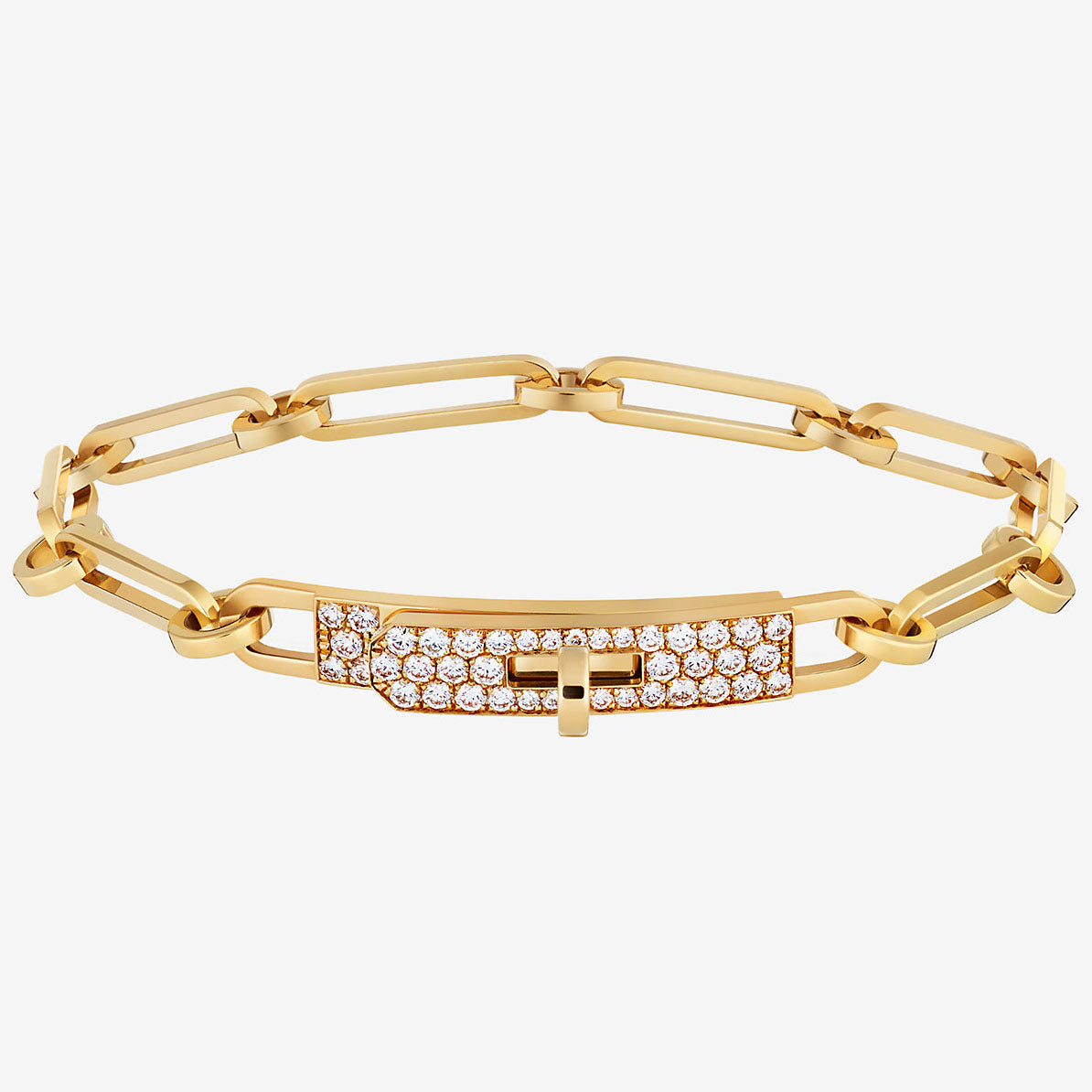 AiHshi-H218472B customer version diamond twisted circle light gold chain bracelet