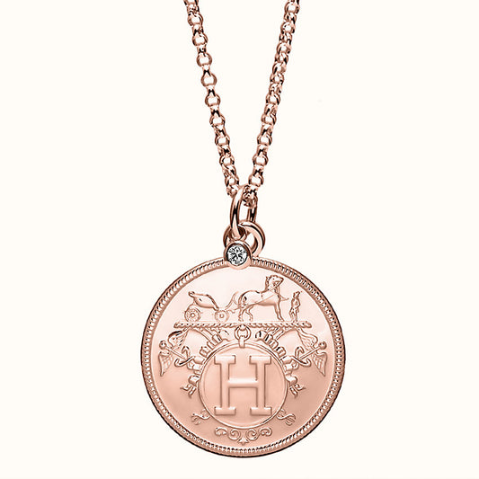 AiHshi-H120343B single diamond round coin necklace