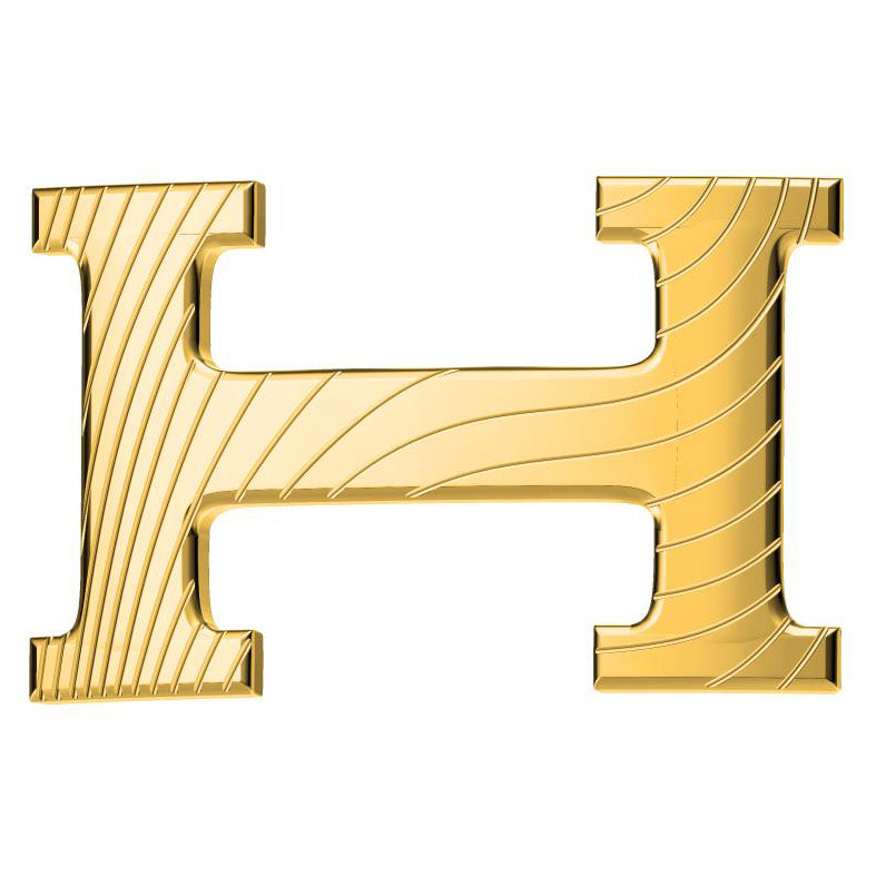 爱H仕-H240933T光金波纹线条H皮带扣