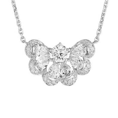 XB-818351-1001 Water Wave Lace Tie Chain Pendant Necklace