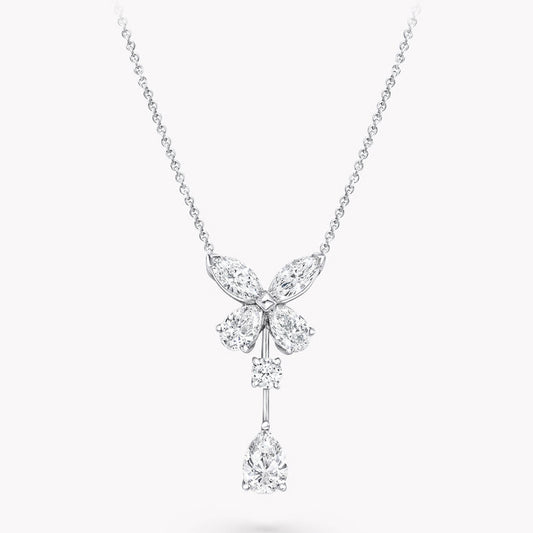 GLF-RGP178 butterfly marquise wing tether pendant necklace