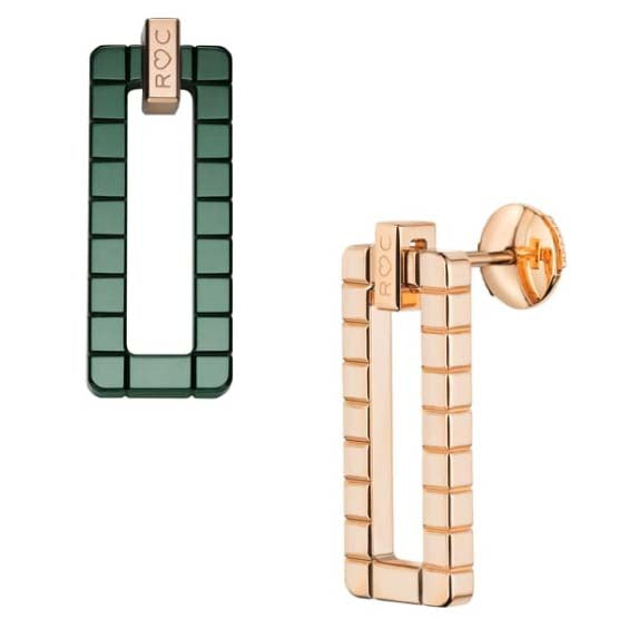 XB-839895-9002 light gold ceramic plaid earrings