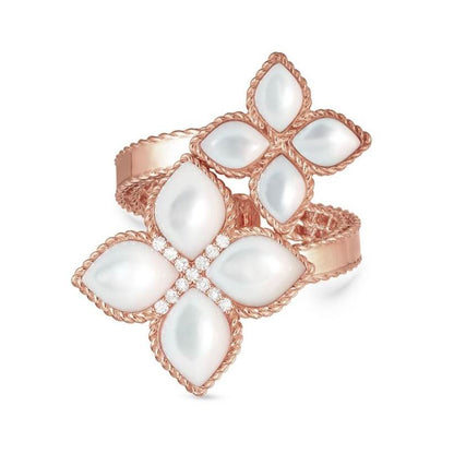 LBT-ADV888RI1594珍珠母扭绳飞镖四叶草戒指