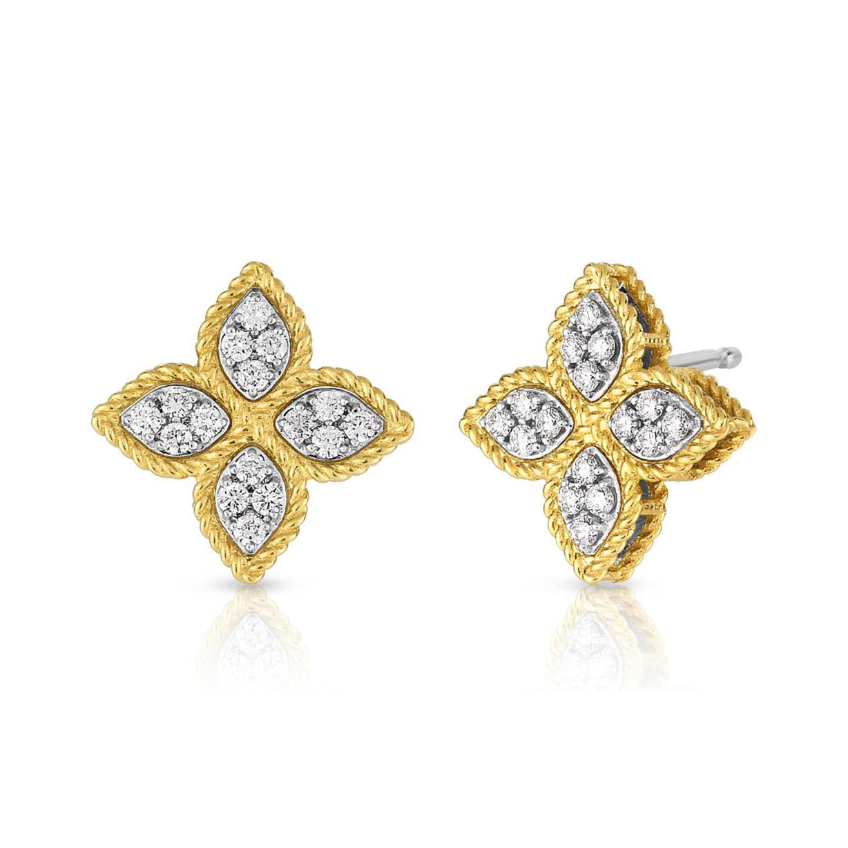 LBT-LD447518扭绳四叶草梅花镖光金耳钉