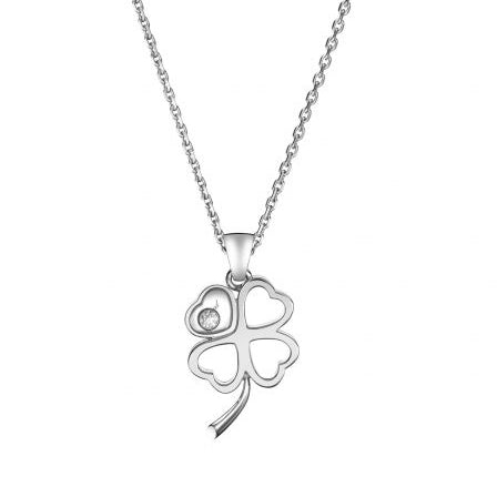 XB-797862-1001 Four-leaf clover single diamond heart-shaped hollow glass pendant