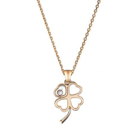 XB-797862-1001 Four-leaf clover single diamond heart-shaped hollow glass pendant