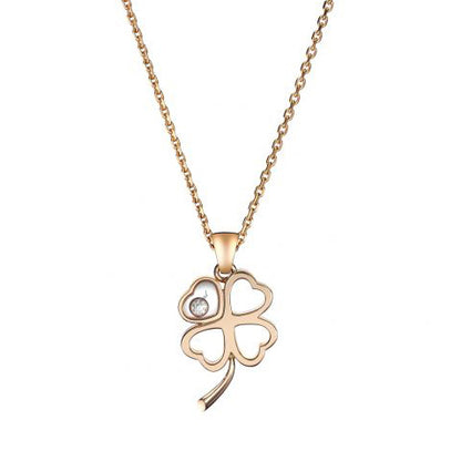 XB-797862-1001 Four-leaf clover single diamond heart-shaped hollow glass pendant