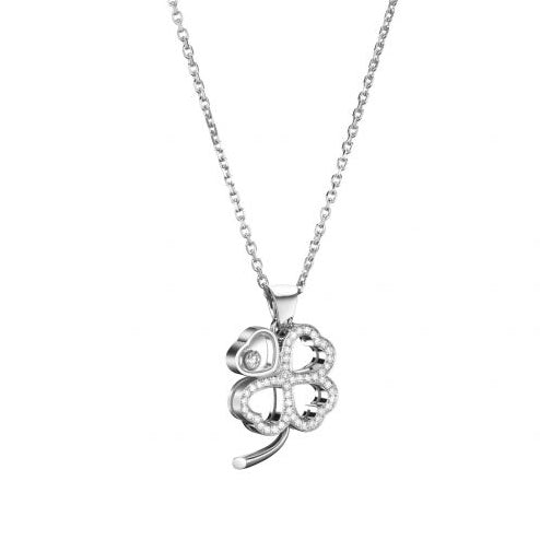 XB-797862-1003 Four-leaf clover half-diamond heart-shaped glass pendant