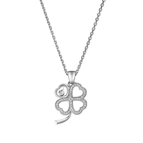 XB-797862-1003 Four-leaf clover half-diamond heart-shaped glass pendant