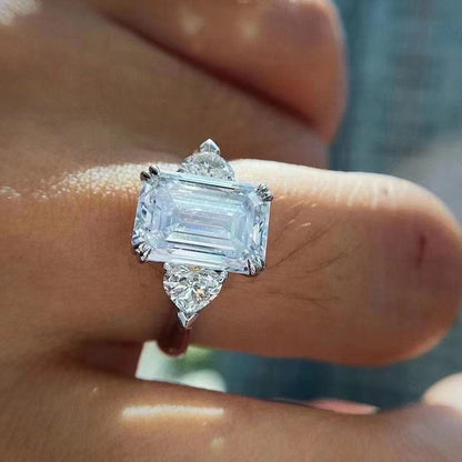 HW-RGD55634962-1+2, four prongs and two prongs, small octagonal diamond, heart-shaped double shoulder ring