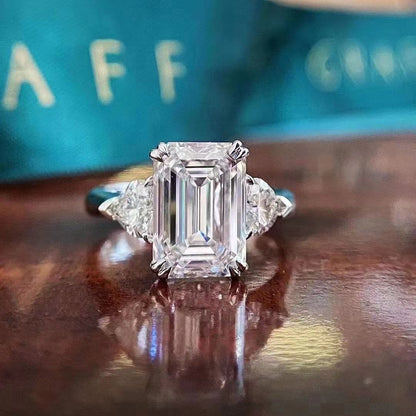 HW-RGD55634962-1+2, four prongs and two prongs, small octagonal diamond, heart-shaped double shoulder ring