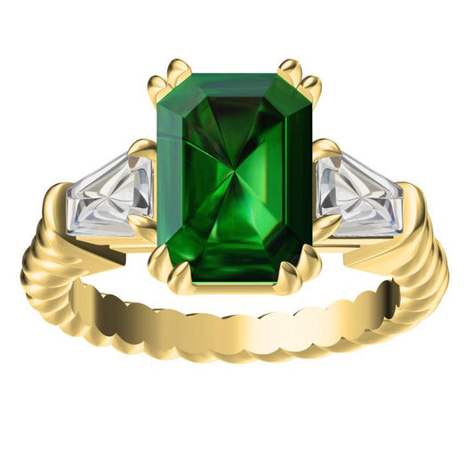 HW-RGD64800189 emerald-shaped small octagonal stone 1+2 ring