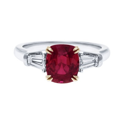 HW-RGRMCU030TB-1+2 cushion ring-3, shoulders trapezoid (main stone 6.9x6.2x4.2mm)