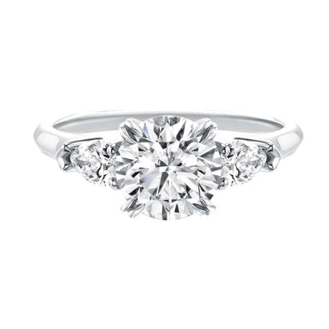 HW-RGD77460035-1+2 round ring-3, crossed four prongs, diamonds on both shoulders, bright gold arms