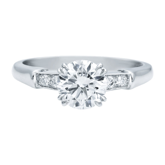 HW-RGD97848540-1+2 round diamond ring-2, diamonds on both shoulders, eight claws