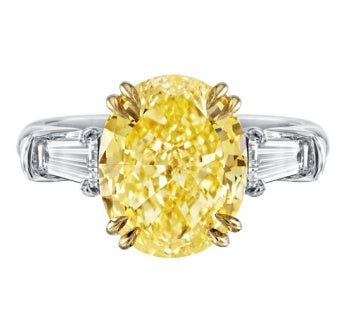 HW-RGYEDMOV040TB-1+2 yellow diamond egg-shaped ring, crossed eight claws, square shoulders (main stone 9.13x6.93x4.86mm))