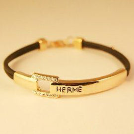 AiHshi-H17949 diamond-encrusted leather cord bracelet