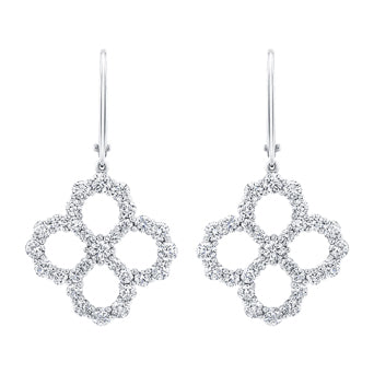 HW-EADPRDMEL4O diamond earrings, four-leaf clover, flower earrings, water drops