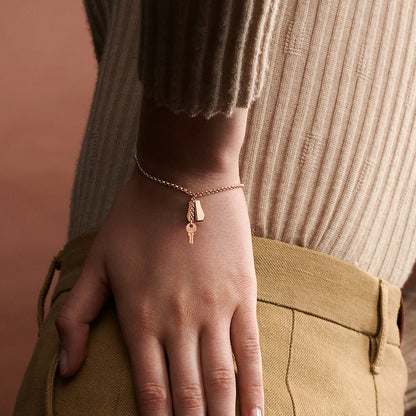 AHS-H220467B light gold key lock bracelet