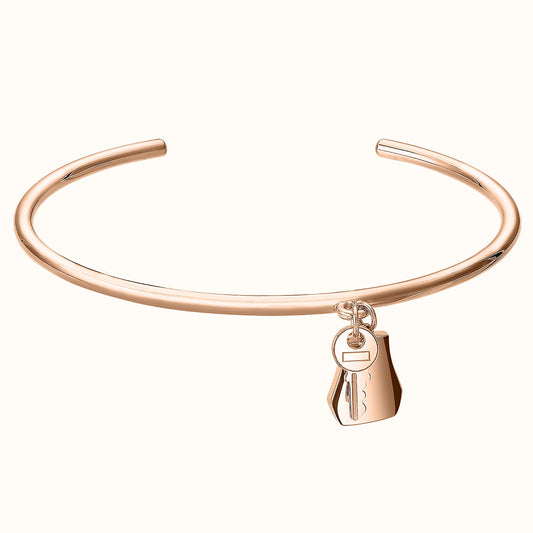 AiHshi-H220470B light gold lock key opening bracelet 16#