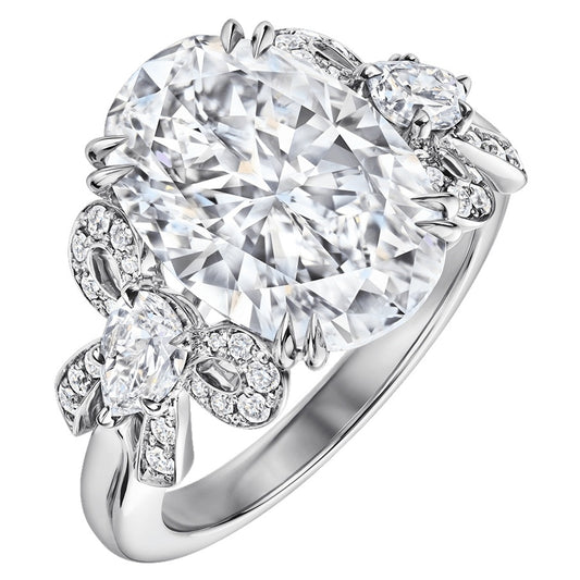 HW-RGDPOV050UB10 octagonal egg-shaped butterfly diamond ring
