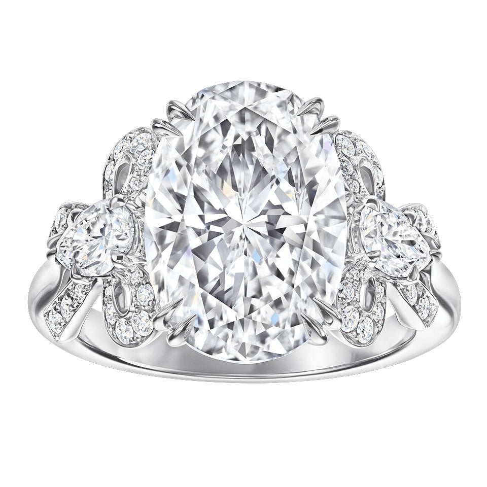 HW-RGDPOV050UB10 octagonal egg-shaped butterfly diamond ring