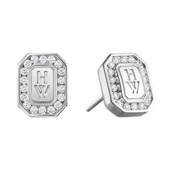 HW-EADWRDLGHWL small octagonal stone brand earrings letter logo