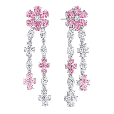 HW-EADPDRFLRFMN5 leaf flower earrings, full of diamonds