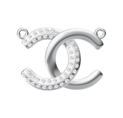 XNE-CN839741 15.5mm double row diamond half diamond double C bolt chain pendant necklace