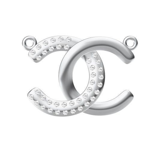 XNE-CN839741 15.5mm double row diamond half diamond double C bolt chain pendant necklace
