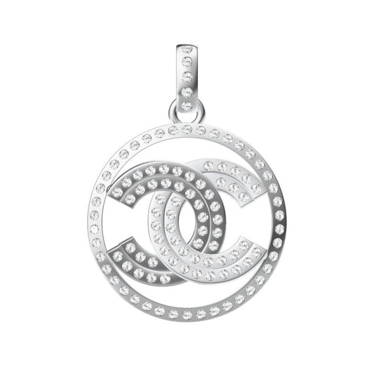 XNE-CN623408 19mm round double C stone pendant