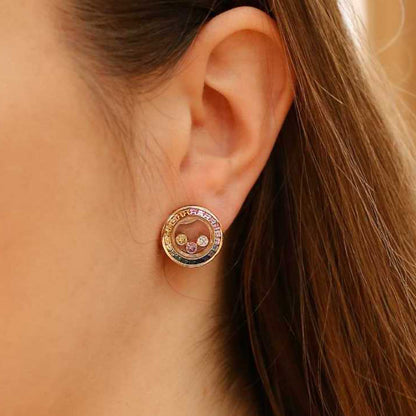XB-ES663331 round colorful treasure glass earrings