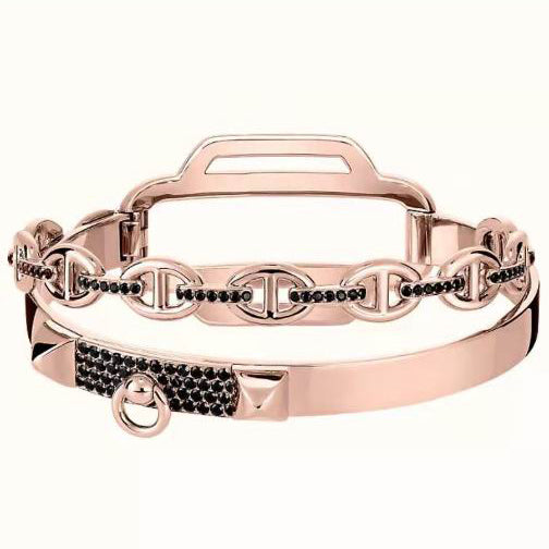 AiH Shi-H278234B Black Diamond Pyramid Japanese Character Combination Bracelet 16#