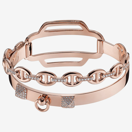 AHS-H213459B half diamond door buckle pyramid combination bracelet 17#