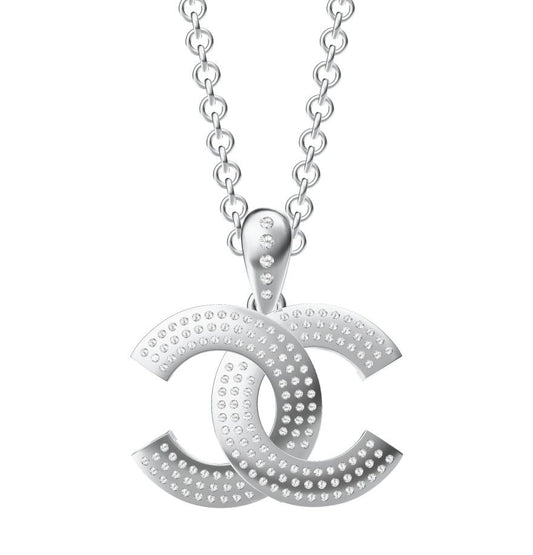 XNE-CNCP046 23.9mm three-row diamond double C pendant