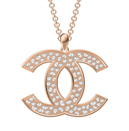 XNE-CNCP043 63mm special-shaped diamond double C pendant