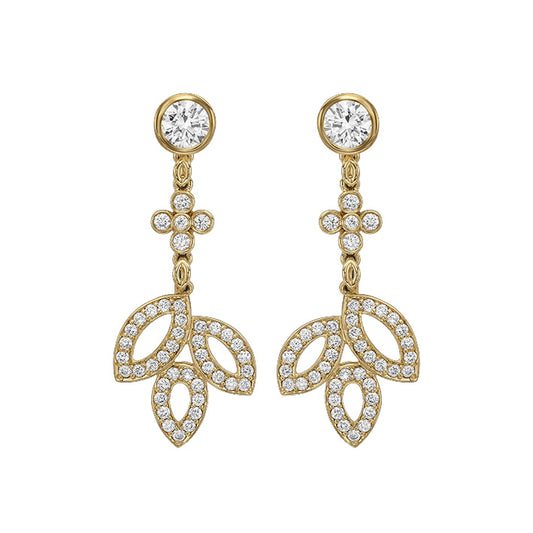 HW-EAD43027987 three-leaf horse eye earrings, water drop micro setting