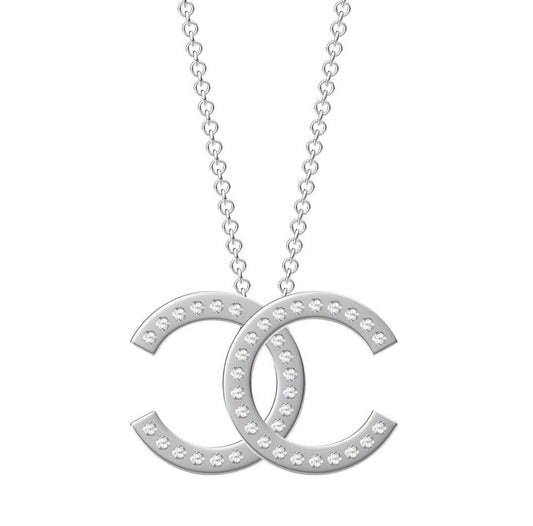 XNE-CNCP042 30.9mm chain single row diamond double C pendant