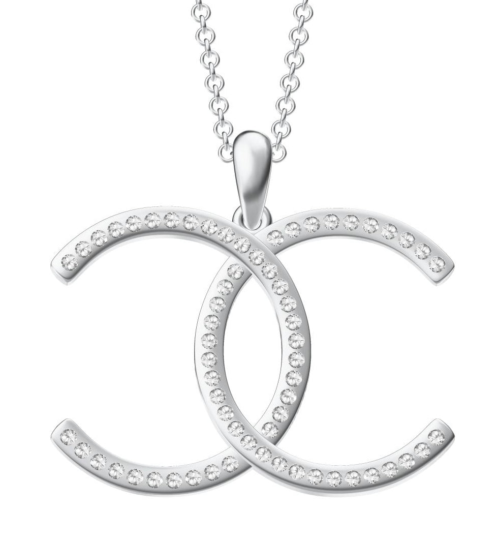 XNE-CNCP041 50.3mm single row diamond melon seed buckle version double C pendant