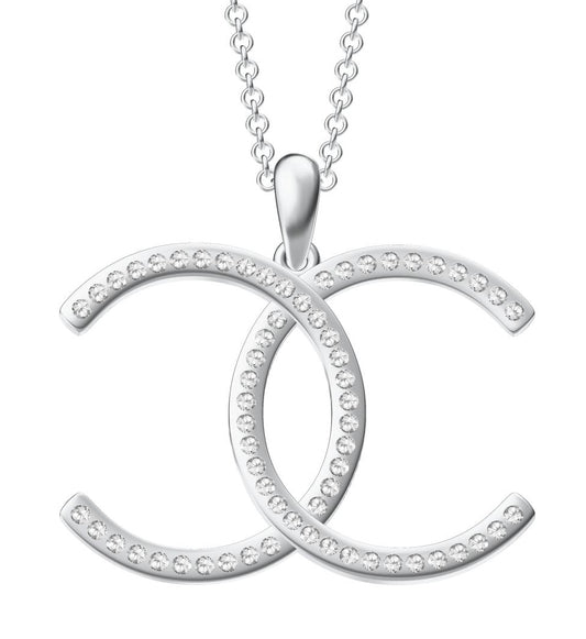 XNE-CNCP041 50.3mm single row diamond melon seed buckle version double C pendant