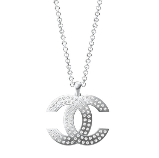 XNE-CNCP036 23mm double row stone double C pendant