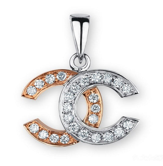XNE-CNCP032 15mm left and right high and low double C color separation pendant
