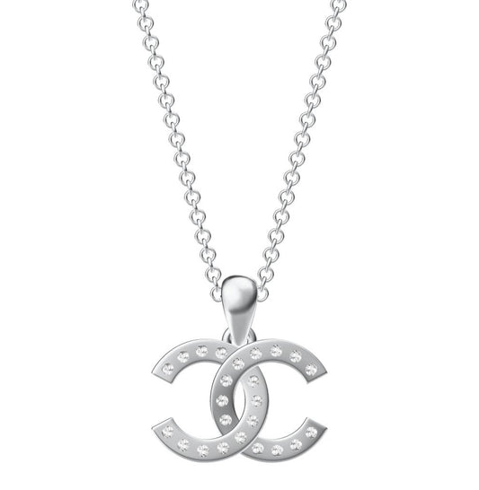 XNE-CNCP031 20.8mm Cross High and Low Single Row Solid Bottom Double C Pendant