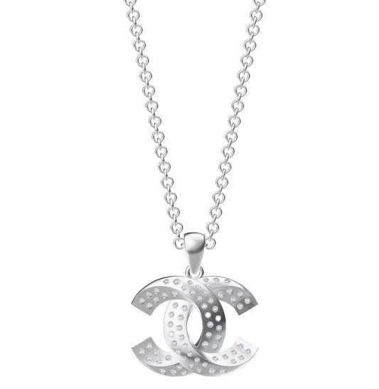 XNE-CNCP019 21mm double c full diamond pendant with two rows of stones