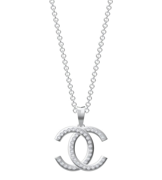 XNE-CNCP016 20mm single row diamond melon seed buckle version double C pendant