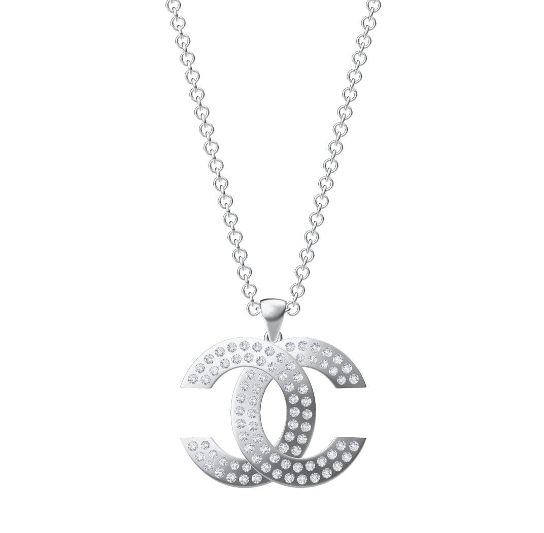 XNE-CNCP015 Double C full diamond pendant