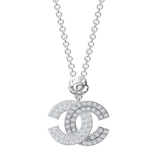 XNE-CNCP007 Double C full diamond row stone sandwich pendant